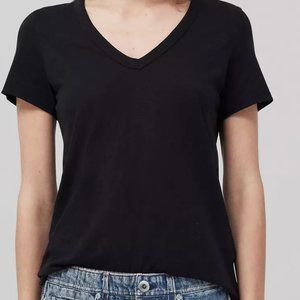 Rag & Bone The Vee Slub Black Short Sleeve V-neck T-shirt tee Women's sz large l